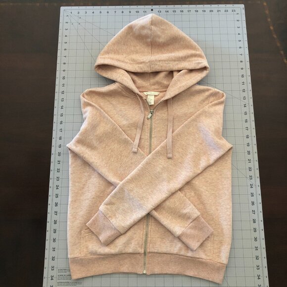 H&M Blush Pink Size Small Full Zip Hoodie Sweatshirt Casual Soft Feminine Winter - Picture 16 of 16